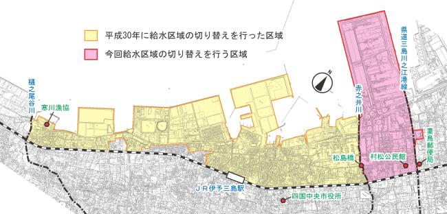 水圧低下地域地図