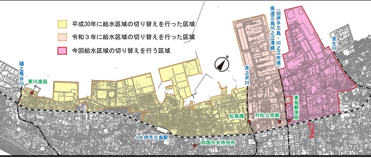 水圧低下地域地図
