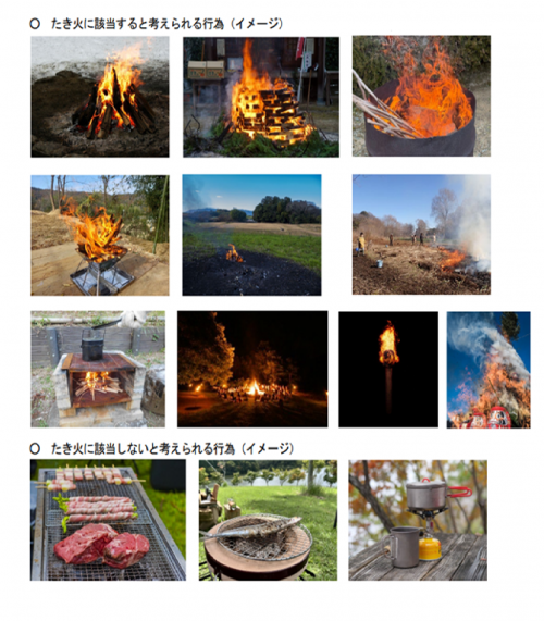 たき火に該当すると考えられる行為