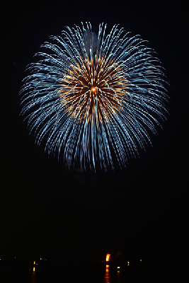 写真：川之江の夜空に咲く大輪の花